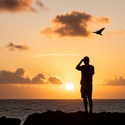 Caribbean Holidays, April Birdwatching, Relaxed traveller watching sunset over the Caribbean after a day of birdwatching in Saint Barth&eacute;lemy