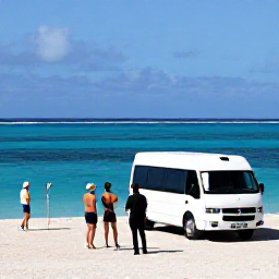 Caribbean Holidays, April Caribbean Tours, An organised Caribbean tour group arriving at a beautiful island viewpoint with comfortable transport and panoramic ocean scenery