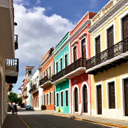Caribbean Holidays, April Caribbean Trips, Colourful streets and historic Spanish colonial buildings in Old San Juan, Puerto Rico, photographed in warm April sunshine