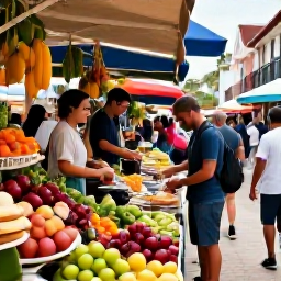 Caribbean Holidays, April City Breaks, Colourful spring market in a European city with fresh produce, local pastries and visitors browsing stalls