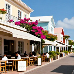 Caribbean Holidays, April City Breaks, Sunny European city street in April with outdoor caf&eacute;s, spring flowers and relaxed travellers
