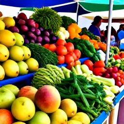 Caribbean Holidays, April Cooking Holidays, A colourful open-air market in St Thomas, United States Virgin Islands, with fresh tropical fruit, local vegetables, herbs and spices