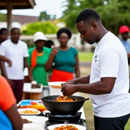 Caribbean Holidays, April Cooking Holidays, Friendly outdoor cooking class in Martinique with a chef demonstrating Creole seafood dishes to visitors
