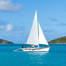 Caribbean Holidays, April Couples Holidays, A couple sailing between green Caribbean islands in the British Virgin Islands, clear blue water, traditional sailing boat, sunny April day
