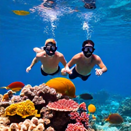 Caribbean Holidays, April Couples Holidays, Couple snorkelling over a vibrant coral reef near Turks and Caicos, tropical fish, clear blue water and sunny April conditions