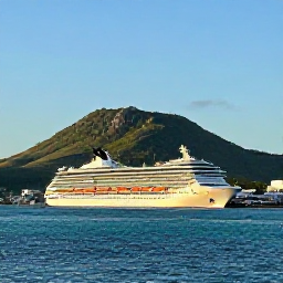 Caribbean Holidays, April Cruises, A cruise ship approaching Charlotte Amalie harbour on a bright April morning, with green hills and turquoise Caribbean water