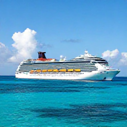Caribbean Holidays, April Cruises, A modern cruise ship sailing through clear turquoise Caribbean waters beneath a bright April sky
