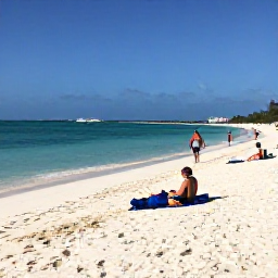 Caribbean Holidays, April Cruises, Visitors relaxing on the white sands of Governor&rsquo;s Beach on Grand Turk beside clear shallow turquoise water