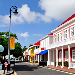 Caribbean Holidays, April Culture Holidays, Historic Georgian buildings and lively streets around The Circus in Basseterre, Saint Kitts, on a sunny morning