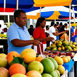 Caribbean Holidays, April Culture Holidays, Saint Barth&eacute;lemy outdoor market with fresh tropical fruit, local produce, handmade crafts and friendly shoppers