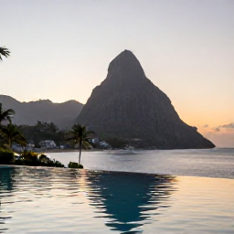 Caribbean Holidays, April Escapes, An adults-only resort in Saint Lucia with an infinity pool overlooking the Caribbean Sea at sunset