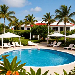 Caribbean Holidays, April Family Holidays, Comfortable family-friendly Caribbean resort with a swimming pool, shaded loungers, tropical gardens and children playing safely