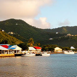 Caribbean Holidays, April Fishing, A peaceful Caribbean harbour at golden hour with fishing boats, colourful waterfront buildings and lush hills on Saint Vincent and the Grenadines