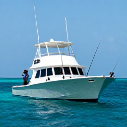Caribbean Holidays, April Fishing, Friendly local fishing guide helping holidaymakers prepare rods on a modern charter boat in Trinidad and Tobago