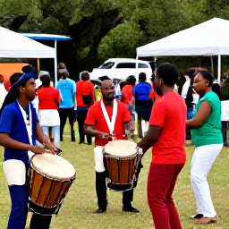 Caribbean Holidays, April Holidays, Traditional Caribbean music performance in Saint Vincent and the Grenadines, with drummers and dancers entertaining an outdoor April crowd