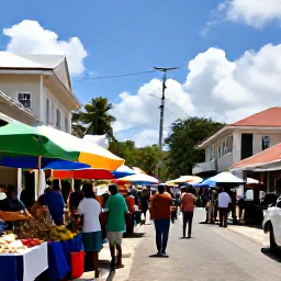 Caribbean Holidays, April Holidays, Visitors exploring Marigot market and Philipsburg streets in April, with local crafts, spices, fresh fruit, historic buildings and Caribbean sunshine