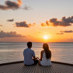 Caribbean Holidays, April Honeymoons, Romantic sunset sailing trip between the Grenadine islands, couple on deck with glowing sky and calm Caribbean sea
