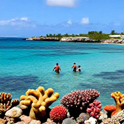 Caribbean Holidays, April in Cura&ccedil;ao, Snorkellers exploring clear Cura&ccedil;ao waters above colourful coral and tropical fish near a sheltered bay