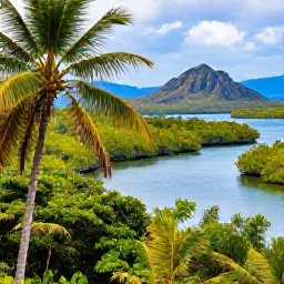 Caribbean Holidays, April Instagram Hotspots, Palm-lined viewpoint over Los Haitises National Park, mangrove waterways, limestone formations and hazy blue hills