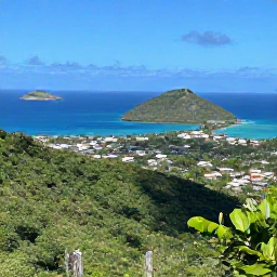 Caribbean Holidays, April Instagram Hotspots, Panoramic view from Mount Liamuiga on Saint Kitts, looking across lush forest, coastline and neighbouring Caribbean islands