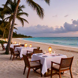 Caribbean Holidays, April Instagram Spots, Elegant beachside dinner setting with lanterns and ocean views on Providenciales in Turks and Caicos at dusk