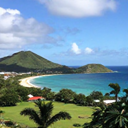 Caribbean Holidays, April Instagram Spots, Wide panoramic photograph from Shirley Heights overlooking English Harbour, green hills and a vivid blue Caribbean sea