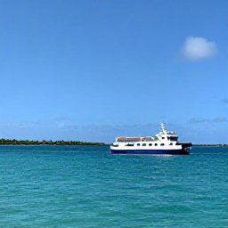 Caribbean Holidays, April Island Hopping, A small ferry travelling between tropical Caribbean islands, with turquoise water, blue sky and distant green coastline