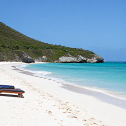 Caribbean Holidays, April Luxury Holidays, An uncrowded white-sand beach at Anse des Flamands in April, with calm turquoise sea, sun loungers and green hills