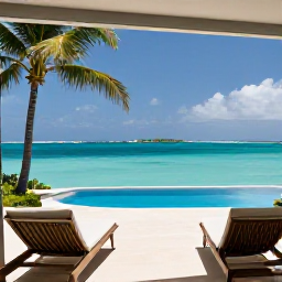 Caribbean Holidays, April Luxury Holidays, Elegant luxury suite with private terrace overlooking the turquoise Caribbean Sea in Providenciales, Turks and Caicos