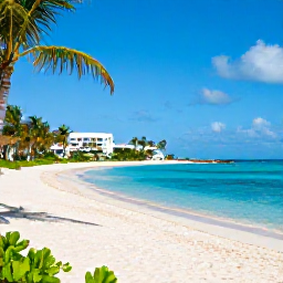 Caribbean Holidays, April Luxury Holidays, Luxury beachfront resort on Grace Bay Beach in the Turks and Caicos Islands, bright April sunshine, turquoise sea and palm trees