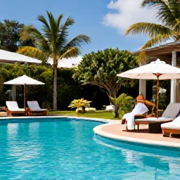 Caribbean Holidays, April Luxury Holidays, Spa treatment beside a tranquil tropical garden pool at a luxury resort on Saint Martin during a sunny afternoon