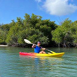 Caribbean Holidays, April Nature Holidays, A colourful kayak and paddleboard trip across calm Caribbean water beside the mangroves of Saint Martin