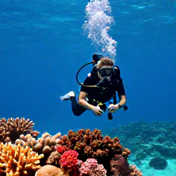 Caribbean Holidays, April Scuba Diving, Scuba diver exploring a colourful coral reef in clear Caribbean water around Saint Vincent and the Grenadines