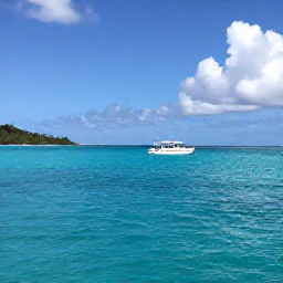 Caribbean Holidays, April Scuba Diving, Small dive boat travelling across calm turquoise water towards the bays of Saint Barth&eacute;lemy on a sunny day