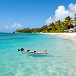 Caribbean Holidays, April Solo Holidays, Quiet turquoise cove and palm-fringed beach on St John, United States Virgin Islands, with a lone snorkeller in clear water