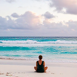 Caribbean Holidays, April Solo Holidays, Solo traveller relaxing on a quiet Caribbean beach in April, turquoise sea, soft morning light, authentic travel photography