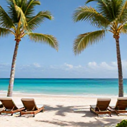 Caribbean Holidays, April Spa Breaks, A tranquil Caribbean resort spa beside a turquoise sea in April sunshine, with palm trees, loungers and a calm atmosphere