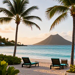 Caribbean Holidays, April Spa Breaks, A tranquil luxury spa beside a turquoise Caribbean beach in the United States Virgin Islands, with palm trees and soft morning light