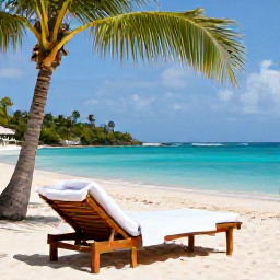 Caribbean Holidays, April Spa Breaks, Relaxing beachfront spa treatment at a luxury resort in Antigua, with palm trees and calm turquoise sea