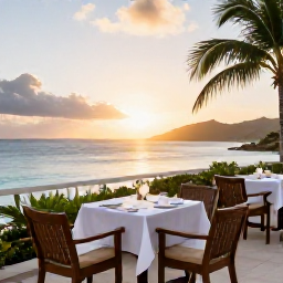 Caribbean Holidays, April Spa Breaks, Sunset dinner on a stylish terrace overlooking the Caribbean Sea in Saint Barth&eacute;lemy