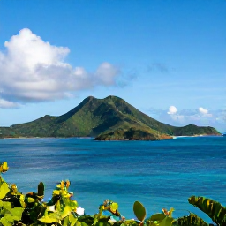 Caribbean Holidays, April Tours, Bright April morning overlooking turquoise Caribbean water and green islands in the United States Virgin Islands