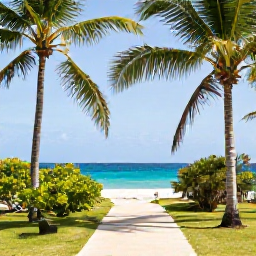 Caribbean Holidays, April Walking Holidays, A bright coastal walking trail in the Dominican Republic in April, with palm trees, turquoise sea and a relaxed holiday atmosphere