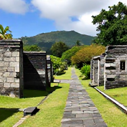 Caribbean Holidays, April Walking Holidays, A peaceful historic sugar estate trail on Saint Kitts with stone ruins, tropical vegetation and distant Caribbean hills