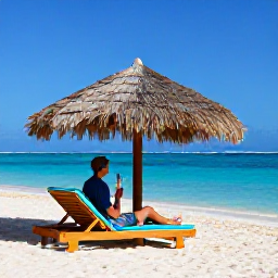 Caribbean Holidays, April Weddings, A couple enjoying a Caribbean honeymoon at a quiet beach resort, with a shaded sun lounger, tropical drinks and clear blue water