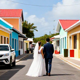 Caribbean Holidays, April Weddings, A couple exploring the colourful streets and waterfront of Basseterre, Saint Kitts, on a sunny April day