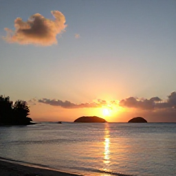 Caribbean Holidays, April Wellness, Peaceful sunset over a Caribbean bay in Saint Vincent and the Grenadines, small islands in the distance and a tranquil holiday mood
