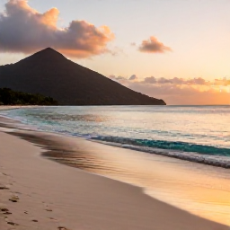 Caribbean Holidays, April Wellness, Quiet tropical beach in Saint Vincent and the Grenadines at sunrise, calm turquoise water, soft sand and a peaceful wellness holiday atmosphere