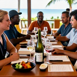 Caribbean Holidays, April Wine Tasting, An intimate wine tasting at a Caribbean restaurant in St Thomas, featuring chilled white wine, red wine, tasting notes and freshly prepared island cuisine