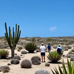 Caribbean Holidays, Aruba Adults Only June, Visitors exploring Arikok National Park in Aruba, with rugged desert landscape, cacti and a blue sky