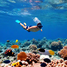 Caribbean Holidays, Aruba Adventure, A snorkeller swimming above a shallow coral reef with colourful tropical fish in clear Caribbean water near Aruba